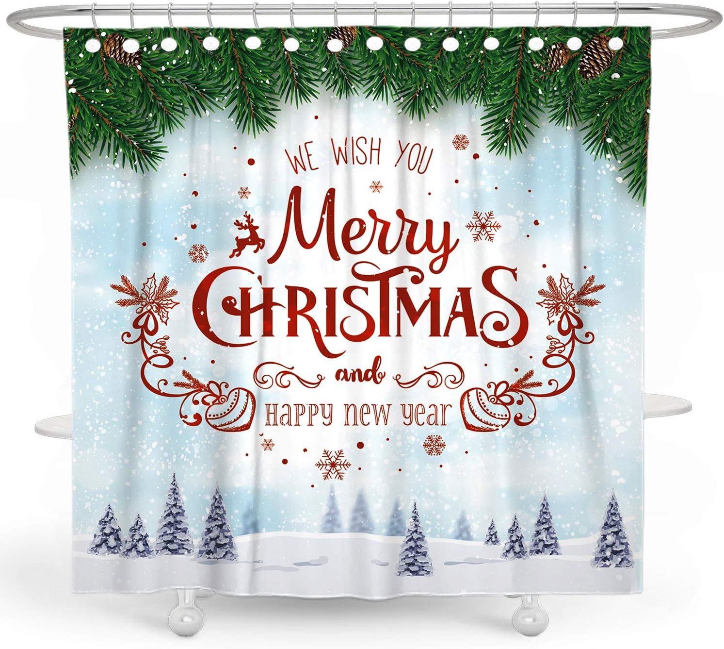 DESIHOM Merry Christmas Shower Curtain Holiday Shower