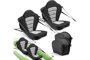 VEVOR Kayak Seat, 2 Pack 2" Thick, Universal Paddle Board Seat with Back Support, Sit-on-Top Soft Padded Cushion with Storage