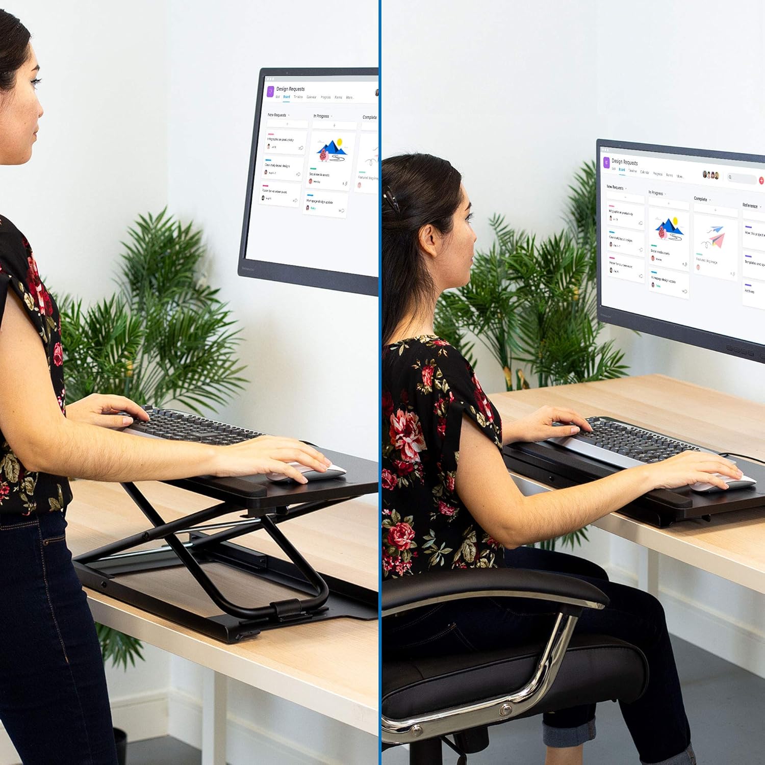 Ergonomic Sit Stand Riser Adjustable Height to Raise Keyboards Standing