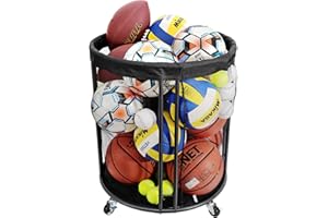 Ball Storage Bin, Sports Ball Storage Cart, 52.3 U.S. GALS Ball Holder with Wheels for Basketball, Soccer, Garage, School, In