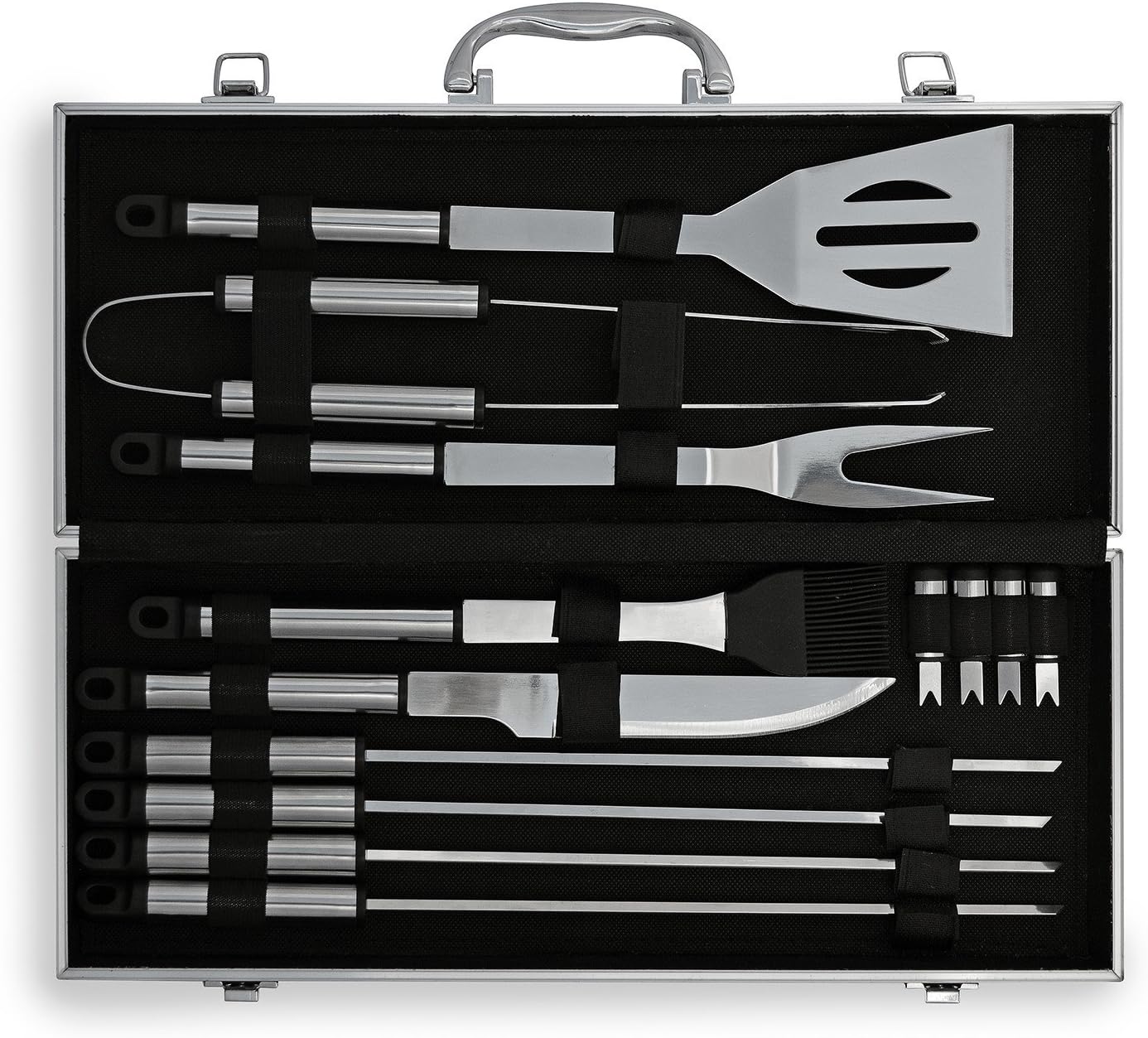 Deluxe Stainless-Steel 14 Piece BBQ Grill Set (13 Tool and 1 Aluminum Case)