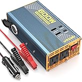 MWXNE 600W Car Power Inverter - 12V DC to 110V AC Converter with 1 Cigarette Lighter Outlet, Dual 30W USB-C, and Dual QC18W U
