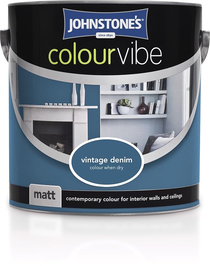 Johnstone's 308855 Colour Vibe Soft Sheen Paint, Vintage Denim, 2.5