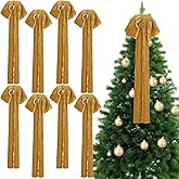 Daifunli 8 Pcs Extra Large Valentines Day Velvet Bows, 17.7 x 8.7 Vintage Raw Edge Ribbon Swag Bows for Romantic Home Decor, Door Wall Mantel Hanging Decorations(Gold,8.7 x 17.7 x 2 in)