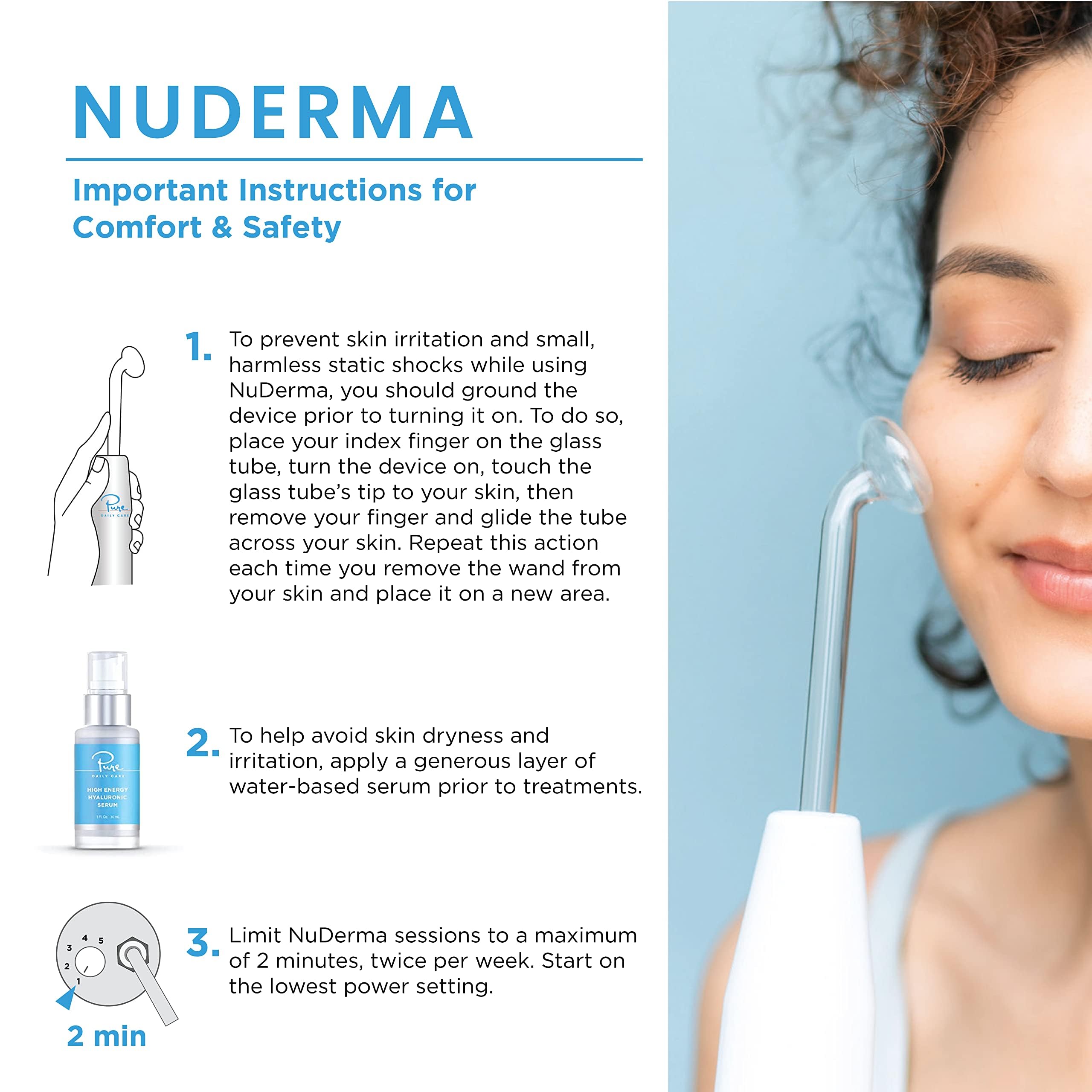 Pure Daily Care NuDerma Clinical Portable Skin Therapy Wand, Machine with 6 Fusion Neon + Argon Wands – Anti Aging - Clarifying - Skin Tightening & Radiance - Wrinkle Reducing