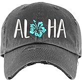 Aloha Hat | Distressed Baseball Cap or Ponytail Hat | Hawaiian Vacation Hat