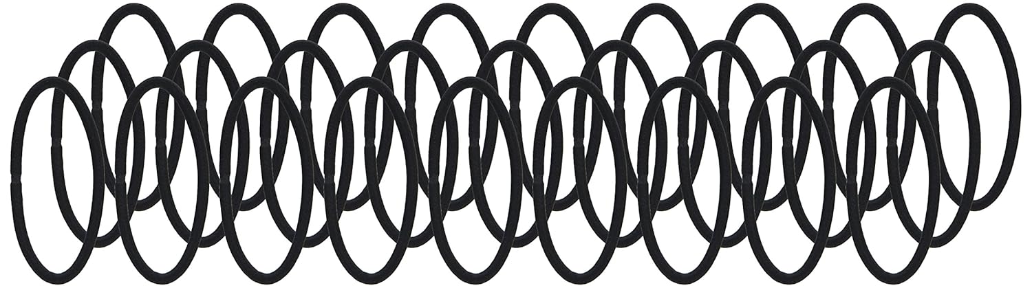 Goody Ouchless Women's Hair Braided Elastic Thick Tie, Black, 27 Count (Pack of 1), 4MM for Medium Hair : Ponytail Holders : Beauty