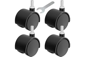 ANDUTEES 2 Inch Plastic Casters Set of 4, M8 Stem Nylon Furniture Wheel Replacement, Threaded Stem Swivel Cart Wheels, Workbench Casters (Black)