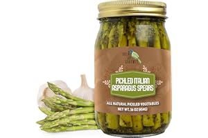 Green Jay Gourmet Pickled Italian Asparagus Spears in a Jar - Fresh Hand Jarred Vegetables for Cooking & Pantry – Home Grown Pre-Prepared Pickled Italian Asparagus Spears – Simple Natural Ingredients - 16 Ounces