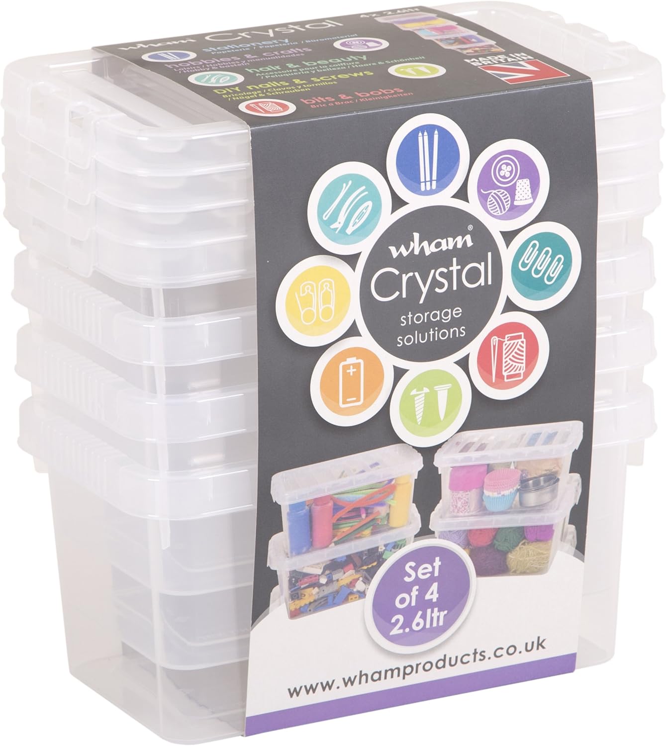 Wham Crystal Pack of 4 2.6L Storage Boxes Amazon.co.uk Kitchen & Home