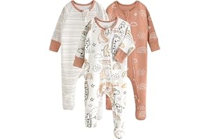 Yoofoss Baby Pajamas 100% Cotton Baby Sleepers for Newborn 0-3 3-6 6-9 Months Boys Girl Clothes 3pcs Footed PJs