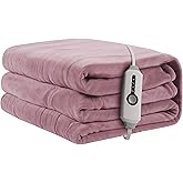 Electric Heated Blanket 62"x84" Twin Size, Soft Coral Fleece with 4 Heating Levels and 10 Hours Auto-Off, Machine Washable, Cozy Plush Fabric for Home, Purple