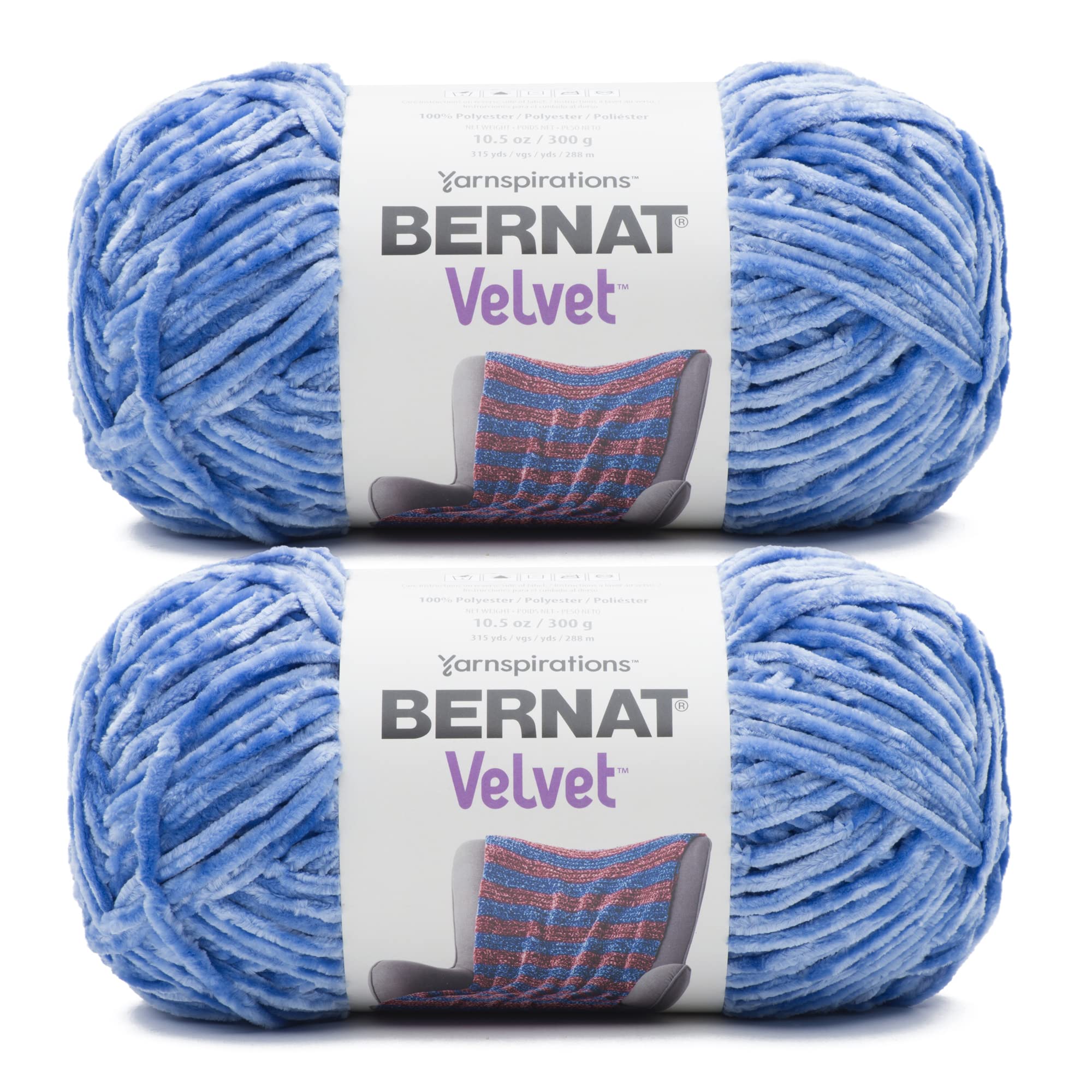 Bernat Velvet Rich Blue Yarn - 2 Pack of