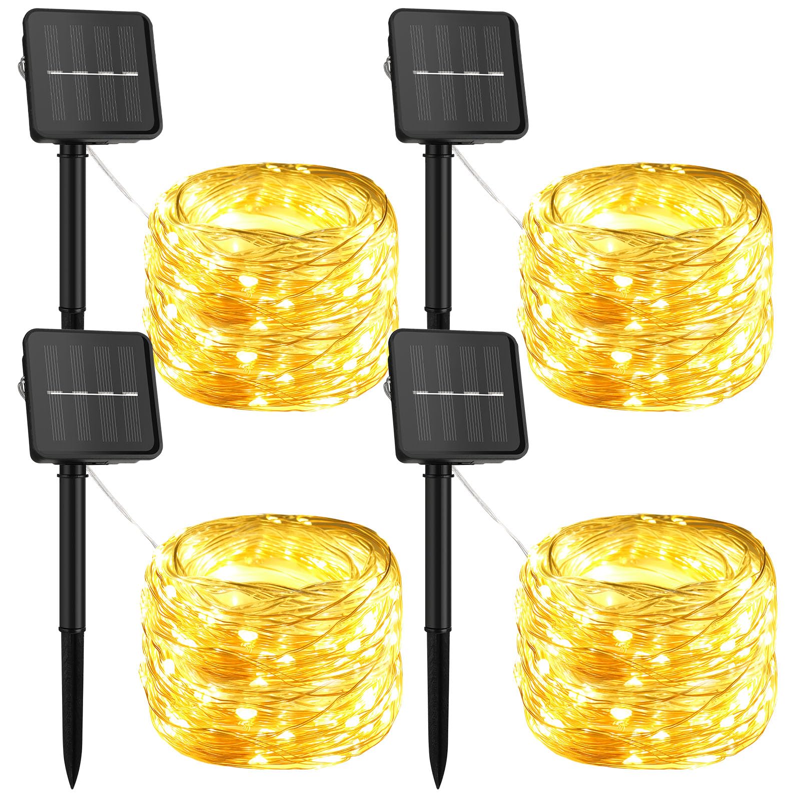 4 Packs Solar Fairy Lights,8 Modes Total 400LED Solar Powered String Lightst Waterproof,Outdoor Indoor Copper Wire Lights for Garden Wedding Party