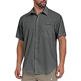 Little Donkey Andy Men's Breathable UPF 50 Shirt, Lightweight Short Sleeve Button Down Shirts for Fishing Hiking