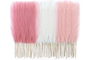 Faylifeway 50pcs Pampas Grass 17in, Blush Pink Pampas Grass Decor, Artificial Fluffy Pink Decor Flowers for Home Room Birthday Bathroom Party Wall (Blush & Cream & Pink)