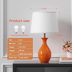 PARTPHONER Table Lamp Set of 2, Modern Ceramic