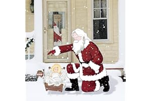 VIVANTIA Santa Jesus Nativity Yard Sign Large 90cm Tall Weatherproof Religious Santa Holy Jesus Birth Christian Nativity Scene with Metal Stakes for Outdoor Christmas Holiday Lawn Home Garden Yard Decor