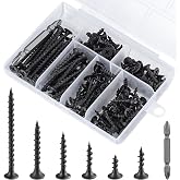 Wensilon #6 Black Fastener Drywall Screws Kit-Phillips with coarse Threaded tip, Black, Suitable for Drywall Slate, Wood, etc.