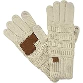 C.C Unisex Cable Knit Inner Lined Anti-Slip Touchscreen Texting Gloves