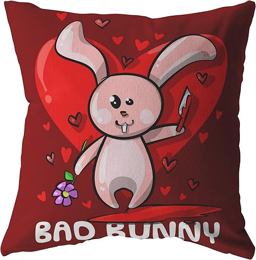 Amazon Com Lifehiker Designs Bad Bunny Pillow Home Kitchen