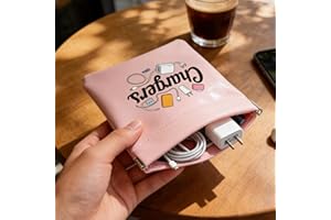 Pink Cable Organizer Pouch for Data Cables, USB Drives, Power Banks, and Mobile Phones - Office and Travel Storage Case