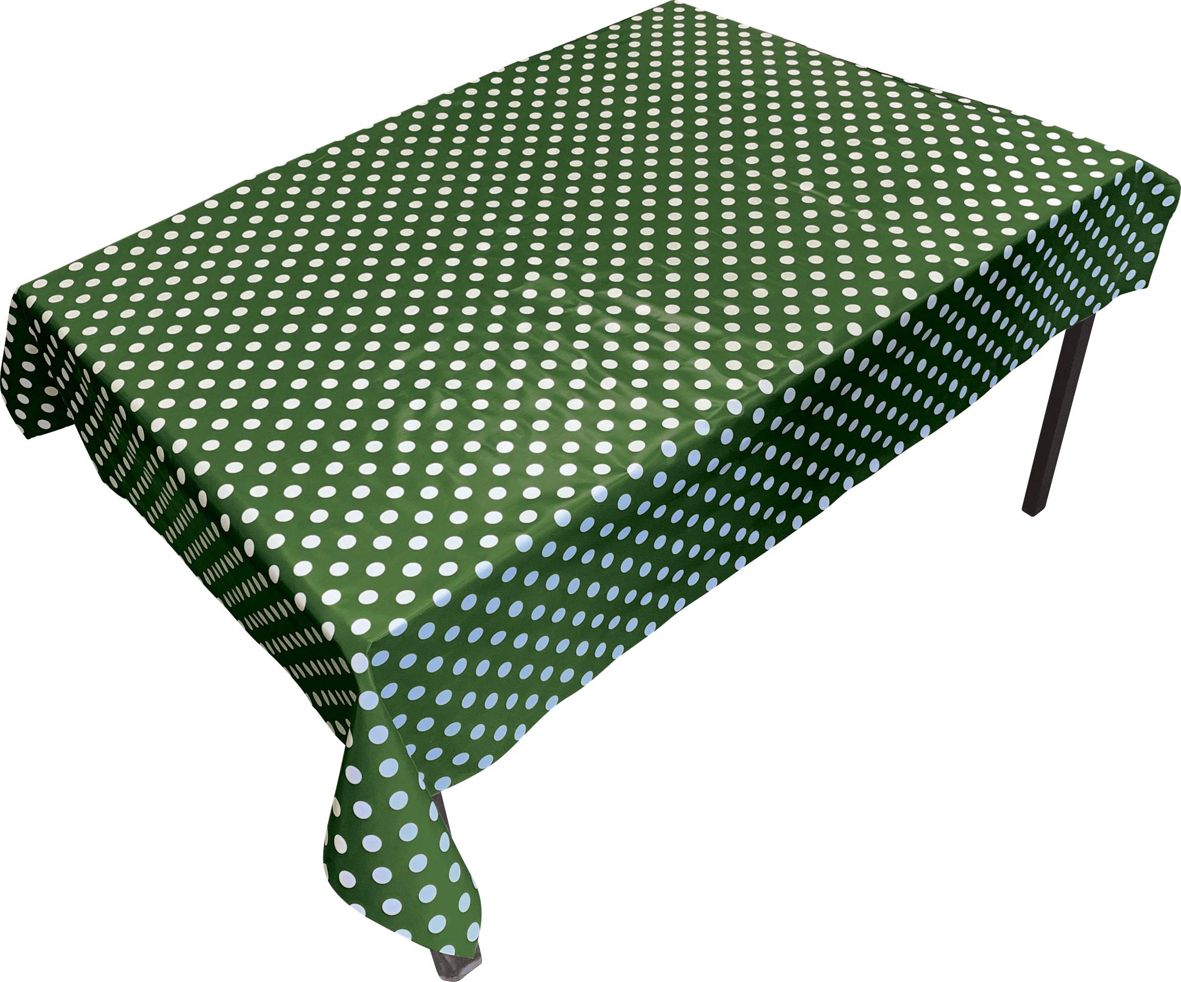 Springboard PVC Table Cloth and Floor Cover - Rectangular Waterproof Wipe Clean Tablecloth for Kids Messy Play and Arts and Crafts - Plastic Wipeable Table Cover - 1.4 x 1.7m Rectangle - Green Spot