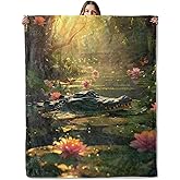 Alligator Throw Blanket for Girls Boys Kids Adults, 50x60 in, Cozy Flannel Blanket for Bedroom, Camping, Couch, Room Decor, Fuzzy Warm Soft Gifts