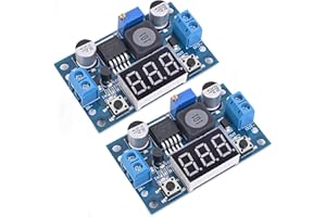 Seloky LM2596 Adjustable DC-DC Step-Down Buck Converter Module with LED Voltmeter Display, Voltage Regulator 4.0-40V Input to 1.25-37V Output Power Supply Module (Pack of 2)