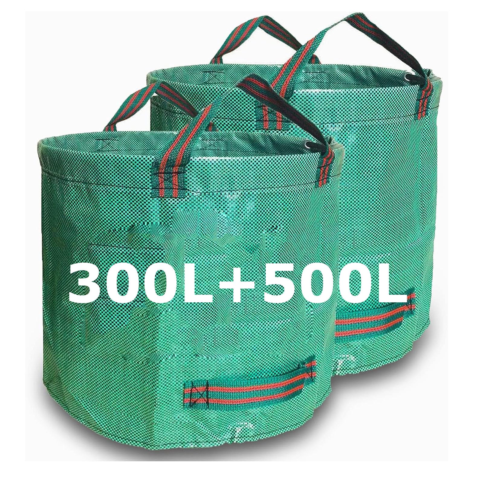 Garden Waste Bags 1X500L1X300L,Green Waste Bags Heavy Duty,Garden Bag With Handle, Reusable Storage Bag For Collection Of Garden Leaves Weeds,Pop Up Waste Bin, Buckets Flexi Tubs.