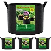 FEED GARDEN 10 Gallon Grow Bags 4 Pack – 300G Thickened Fabric Plant Pots with Reinforced Handles, Breathable Drainage Planters for Vegetables, Tomatoes, Herbs, Indoor & Outdoor Gardening