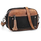 MASINTOR Crossbody Purses for Women Vegan Leather, Travel Purse Shoulder Handbag with Adjustable Strap and Tassel