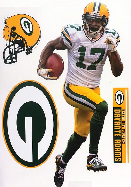 Amazon Com Davante Adams Fathead Graphic Gb Packers Logo Set Official Nfl Vinyl Wall Graphics 17 Inch Kitchen Dining