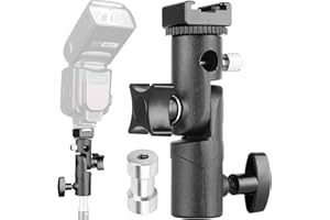 Updated Anwenk Flash Bracket Mount Flash Stand Light Stand Bracket Mount with Umbrella Holder Mount Swivel, Compatible with C