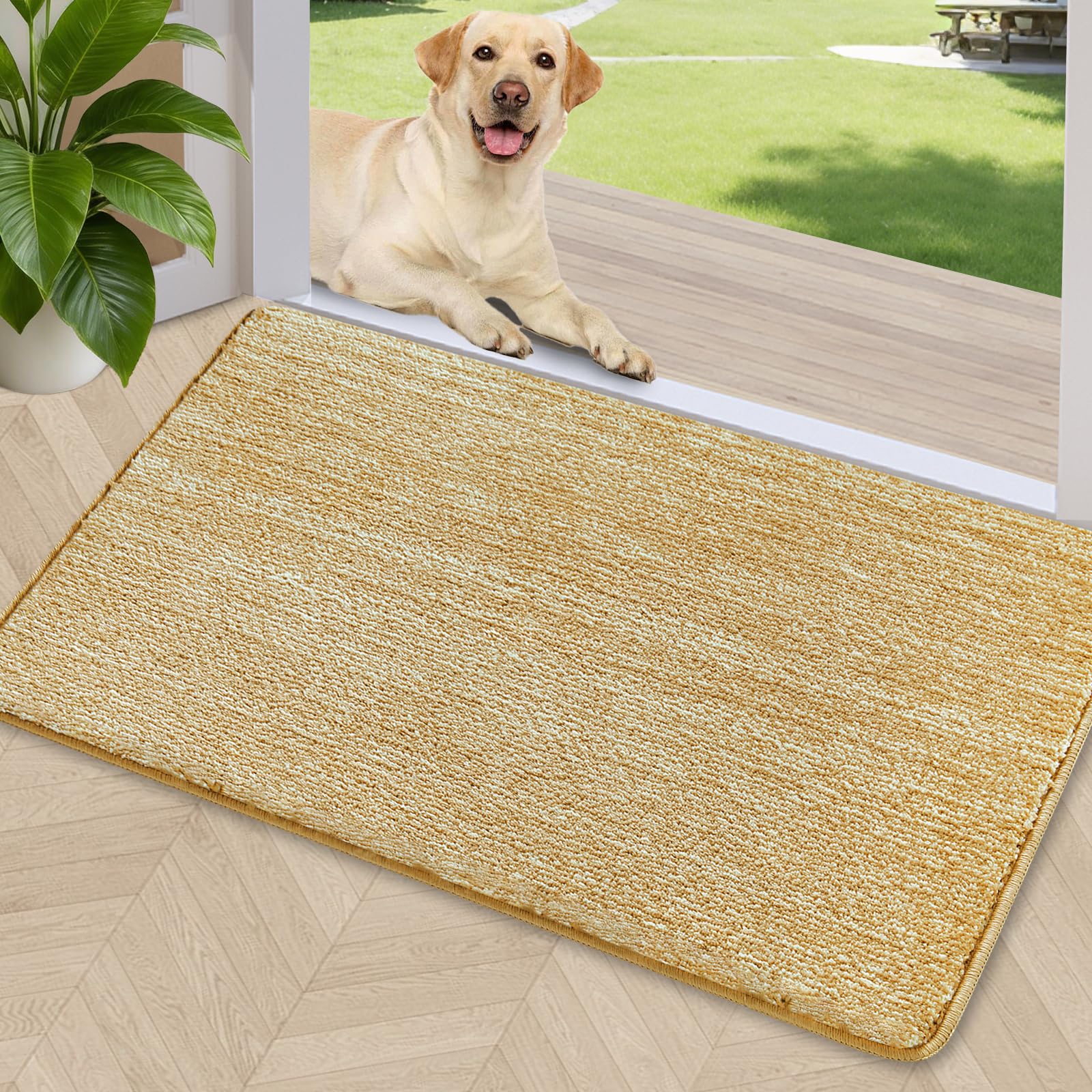Refetone Doormat Indoor, 24"x 36" Dirt Trapper Non Slip Rubber Backing Super Absorbent Water, Machine Washable Entrance Rug Carpet Shoes Scraper for Doorstep, Hallway, Entry, Kitchen, Bedroom