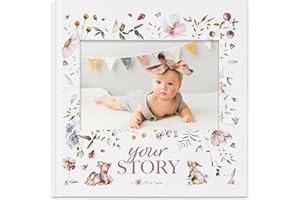 BIBI & BEAU Baby Memory Book New Mom Gift - Baby Scrapbook Record Book & Photo Album - Gift for Newborns Baby Boy & Girl, Great For Baby Showers (Woodland)