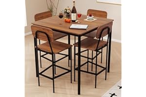 KOTEK 5-Piece Counter Height Dining Table Set, Industrial Kitchen Table and Chairs for 4, Space-Saving Dinette Set with Bar S