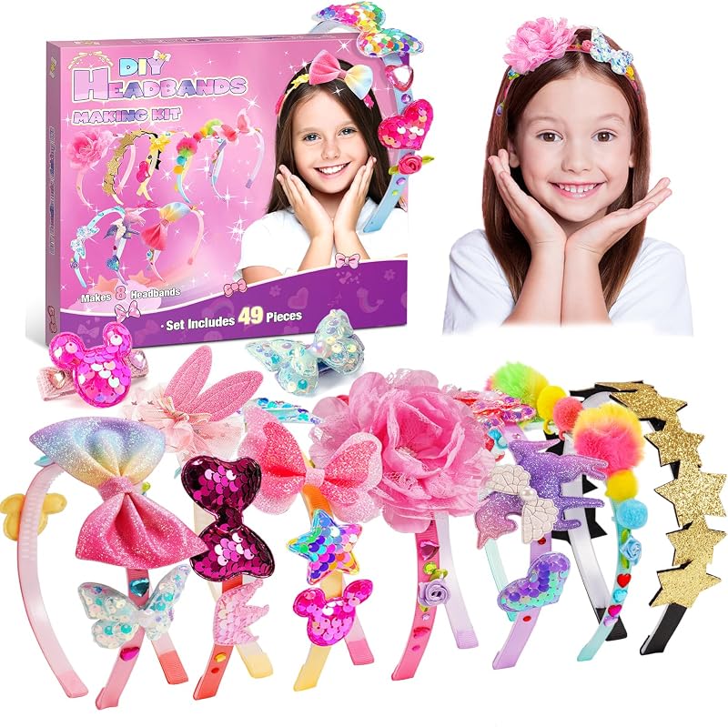 HappyKidsClub Girls Hair Accessories Craft Kit Age 3-9 Gifts - 49 pcs