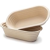 Brod & Taylor Banneton Batard 10” Proofing Basket for Sourdough & Artisan Bread Baking – Stackable, Made From Bamboo & Sugarcane Pulp (2-Pack)