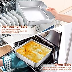 P&P CHEF Square Baking Cake Pan with Lid, Stainless