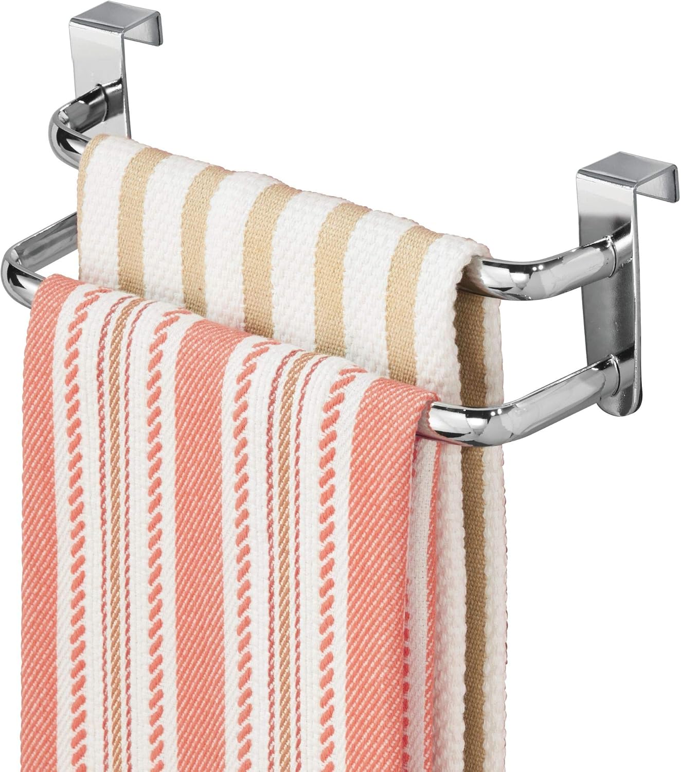 Silver iDesign Axis Towel Holder Over Door Towel Bar Double Bar Towel