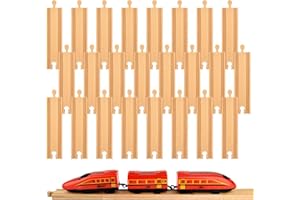 Mototo 24 PCS Wooden Train Track Straight Pieces 6 Inch Wooden Train Track Accessories Wood Railroad Expansion Connector Compatible with Most Wood Railway Set for Girl Boy Birthday Holiday Christmas