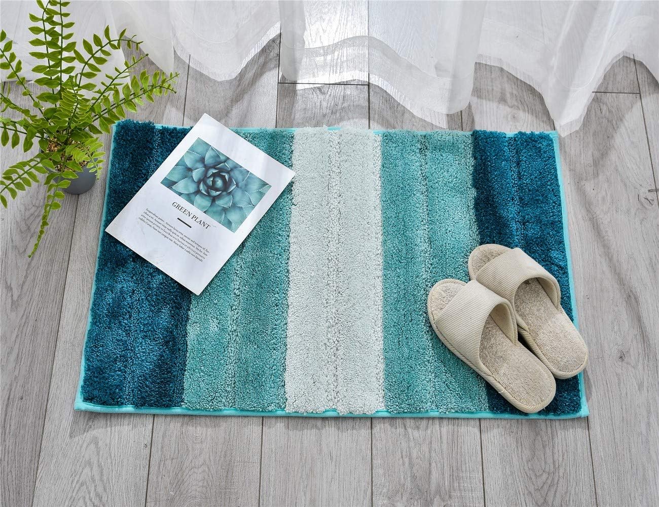 PICTURESQUE Bathroom Rugs Mats, 20 x 32 Inch Bath Mats for Bathroom, Soft Microfiber Non Slip Washable Bath Rugs for Bathroom, Shower, Floors - Blue: Kitchen & Dining