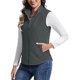 TACVASEN Women's Fleece Vest Outerwear Lightweight Sleeveless Zip up Jacket with Pockets Warm Polar Soft Fall Winter