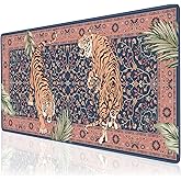 Anyshock Tiger Desk Matt for Desktop, Floral Gaming Cute Desk Mat, Non Slip Keyboard and Mouse Pad, Stitched Edges Large Desk Pad, Desk Mat for Home Office 35.4 x 15.7 Inches (Pink)