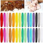 PETKNOWS 30 Pcs Puppy Kitten Whelping Collars, Soft Newborn Pet ID Bands | Double-Sided Soft Fabric, Newborn Pet Dog Cat, Easy Identification and Tracking, 15 Colors, 30 Pcs, Medium Size