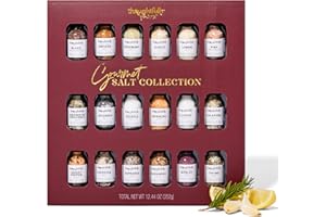 Thoughtfully Gourmet, Gourmet Salt Sampler Collection Gift Set, Vegan and Vegetarian, Uniquely Flavored Seasoning Salts Including Smoked, Truffle, Merlot, Lavender, Espresso and More, Set of 18