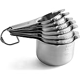 Spring Chef Stainless Steel Measuring Cups Set of 7 with Pour Spout, Metal Kitchen Tools with Easy to Read Markings for Measu