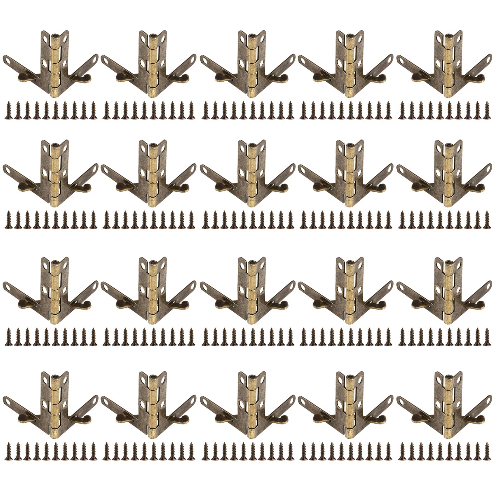 20 Pack Mortise Spring Hinges 90 Degree Heavy Duty Door Closers for Jewelry Wine Watch Boxes Wooden Lids Bronze