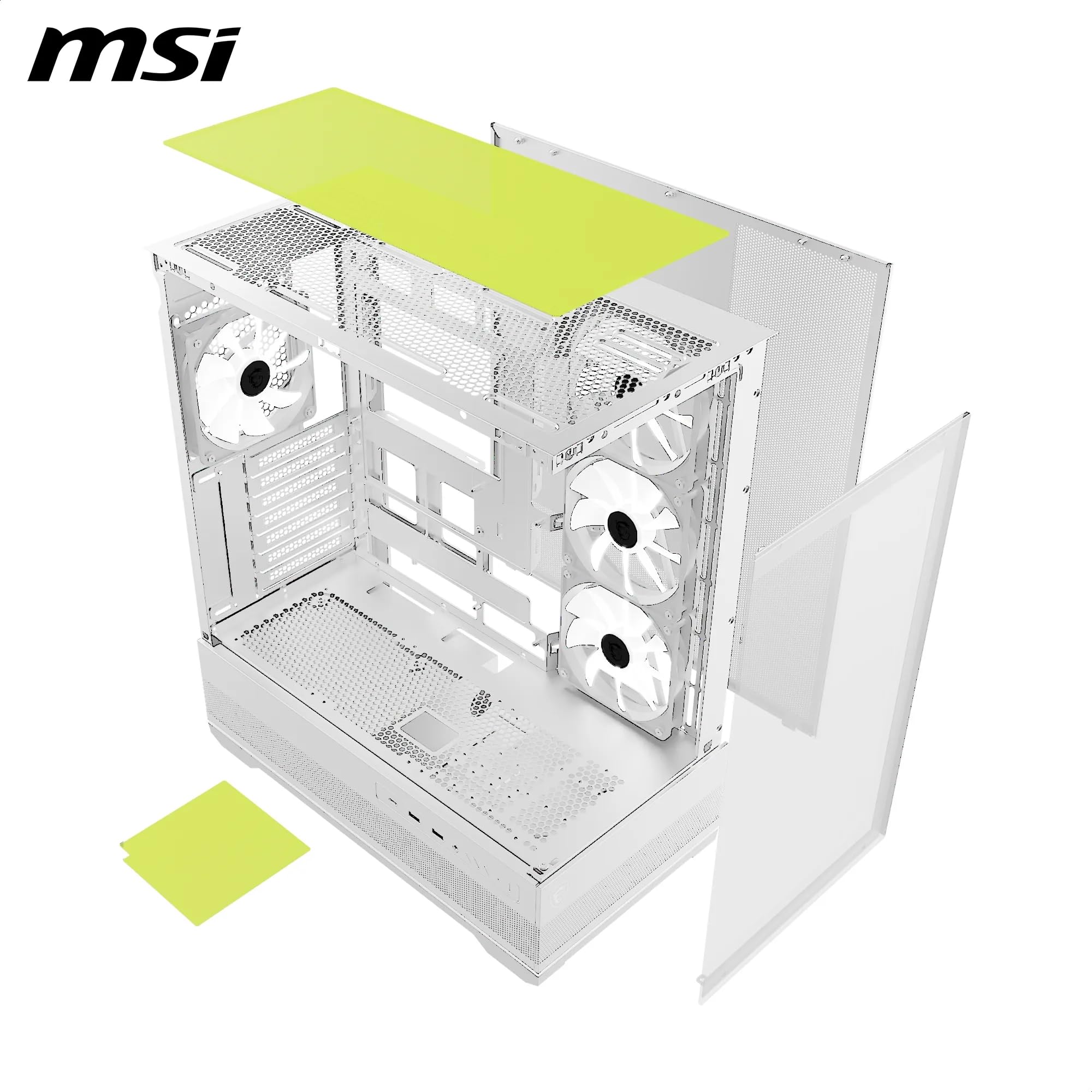 Msi Mag Pano 110R Pz White Interior Showing Motherboard Mounting Area And Cable Management Space